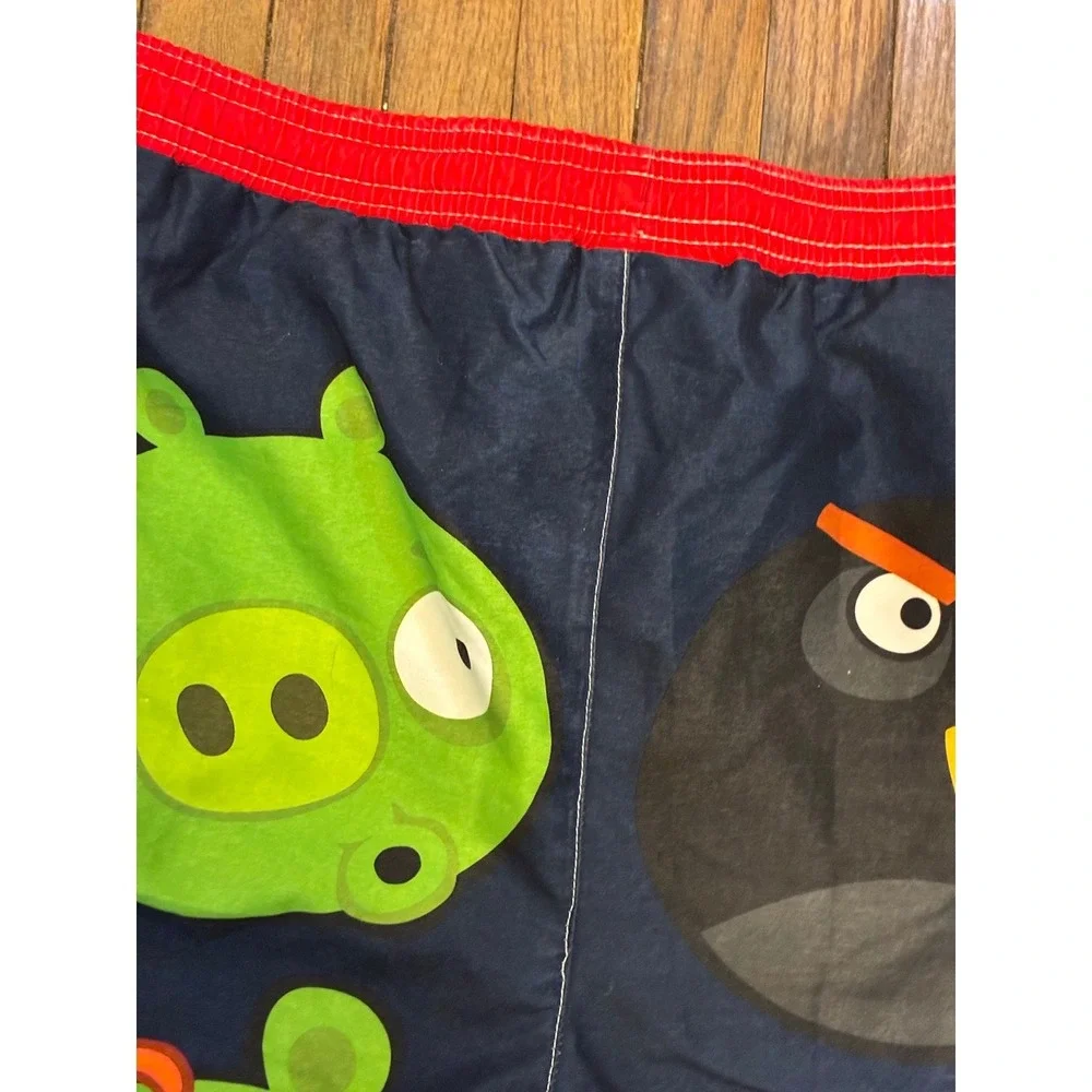 🎉Angry Birds Kids Swim Trunks  Blue Red Board Shorts  Size M